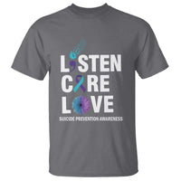 Suicide Prevention Awareness T Shirt Listen Care Love Semicolon Bird Flower Ribbon - Wonder Print Shop
