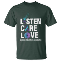Suicide Prevention Awareness T Shirt Listen Care Love Semicolon Bird Flower Ribbon - Wonder Print Shop
