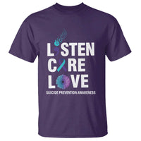 Suicide Prevention Awareness T Shirt Listen Care Love Semicolon Bird Flower Ribbon - Wonder Print Shop