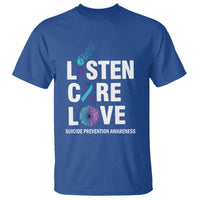 Suicide Prevention Awareness T Shirt Listen Care Love Semicolon Bird Flower Ribbon - Wonder Print Shop