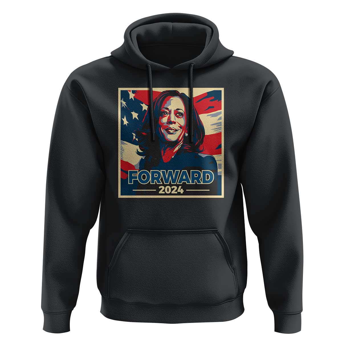 Harris Supporter Hoodie Forward 2024 American Election USA Flag - Wonder Print Shop