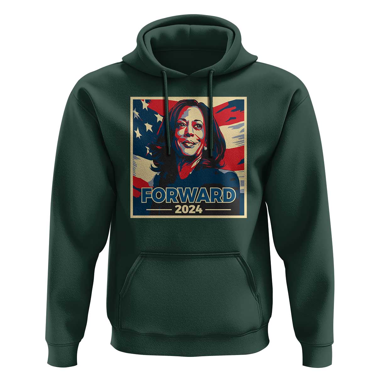 Harris Supporter Hoodie Forward 2024 American Election USA Flag - Wonder Print Shop