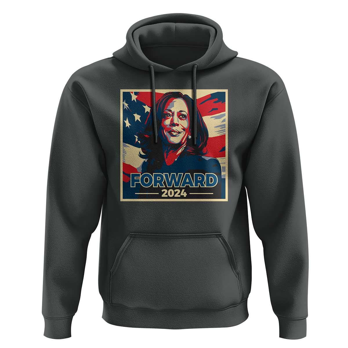 Harris Supporter Hoodie Forward 2024 American Election USA Flag - Wonder Print Shop