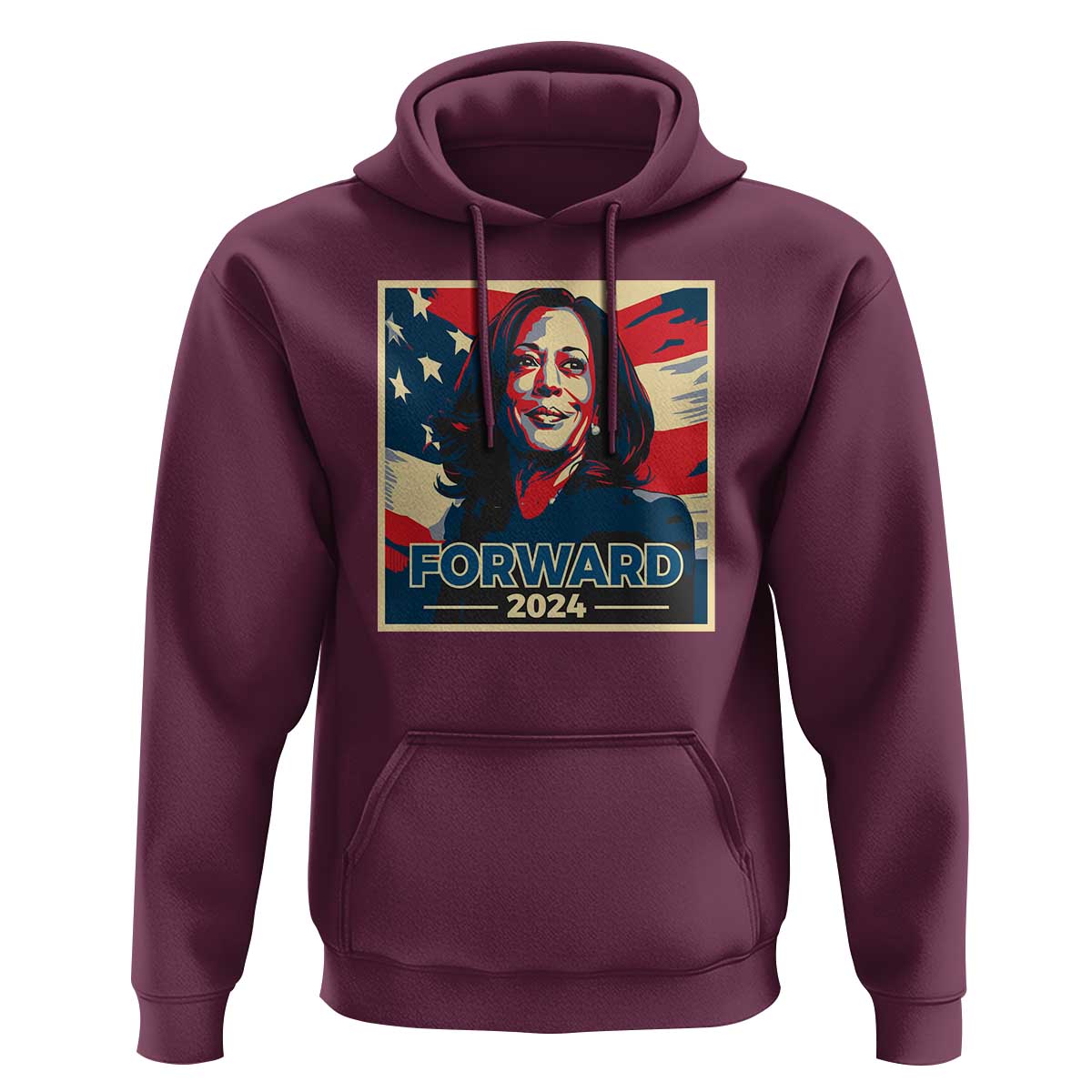 Harris Supporter Hoodie Forward 2024 American Election USA Flag - Wonder Print Shop