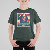 Harris Supporter T Shirt For Kid Forward 2024 American Election USA Flag - Wonder Print Shop