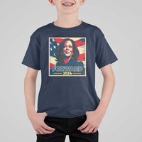 Harris Supporter T Shirt For Kid Forward 2024 American Election USA Flag - Wonder Print Shop
