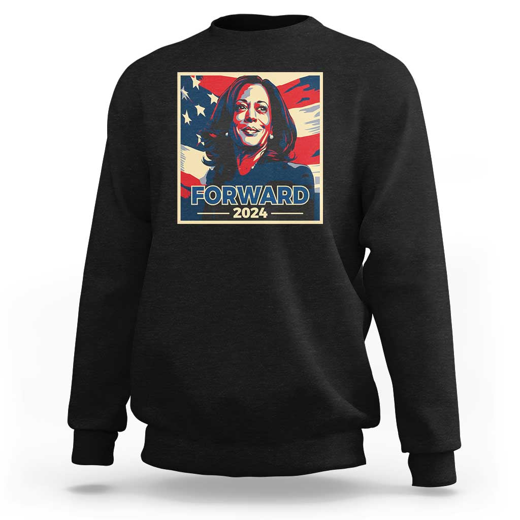 Harris Supporter Sweatshirt Forward 2024 American Election USA Flag - Wonder Print Shop