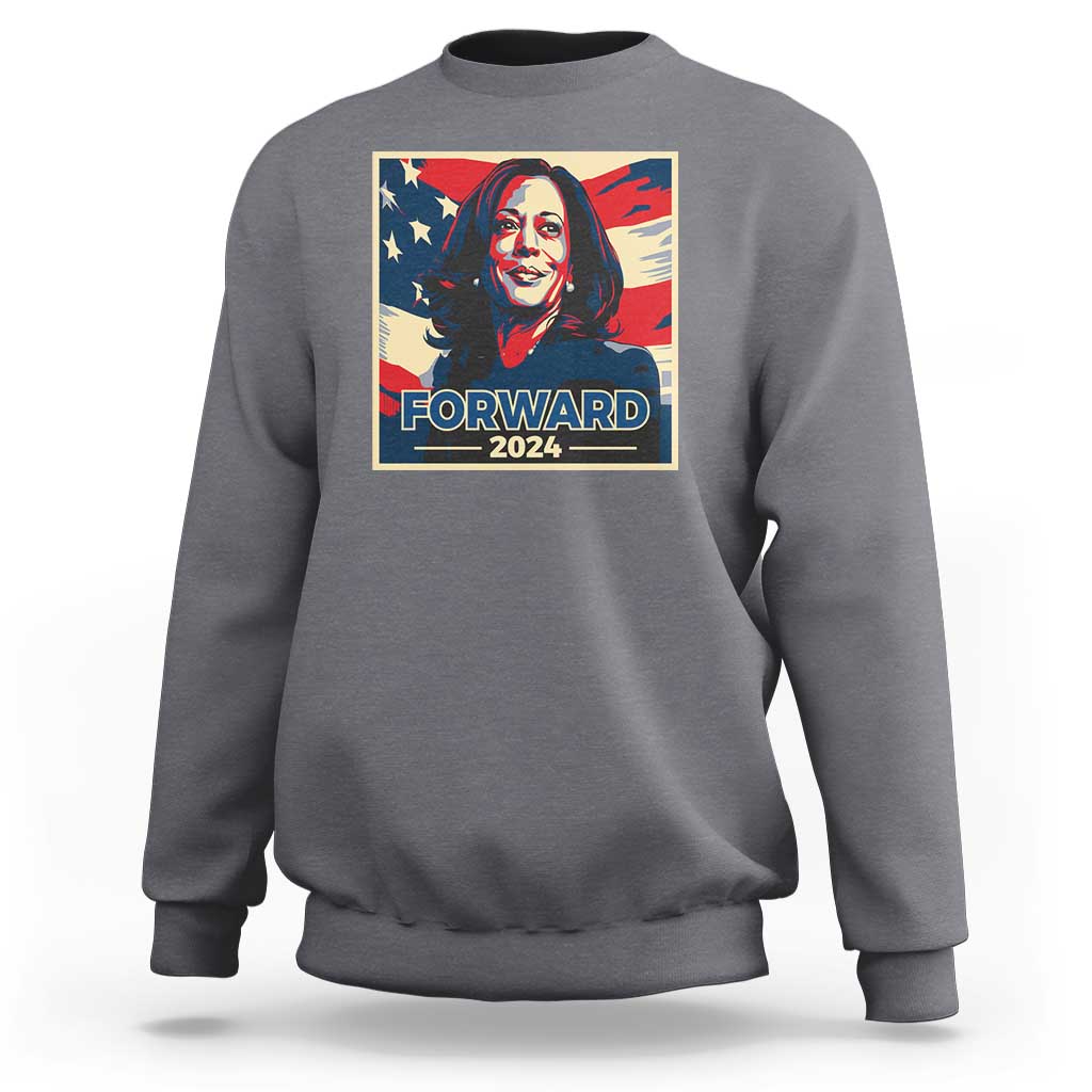 Harris Supporter Sweatshirt Forward 2024 American Election USA Flag - Wonder Print Shop