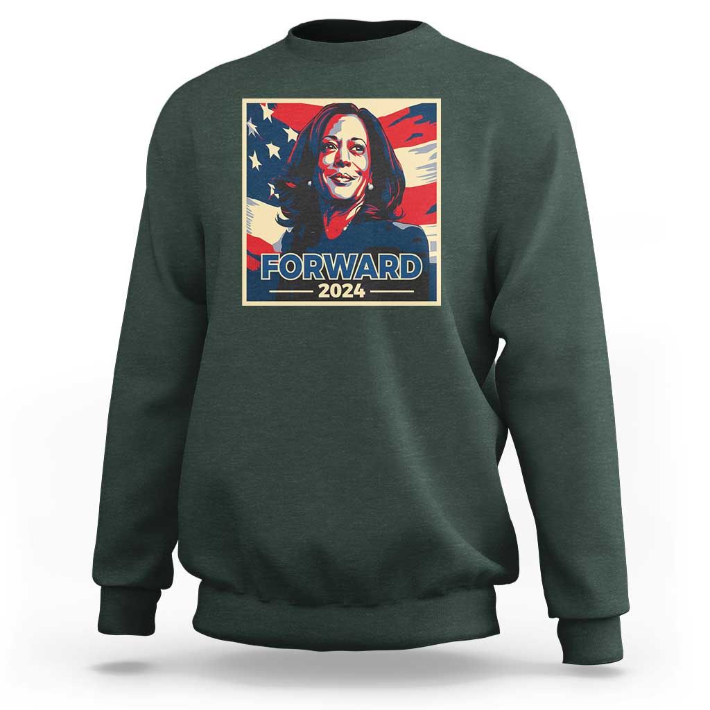 Harris Supporter Sweatshirt Forward 2024 American Election USA Flag - Wonder Print Shop
