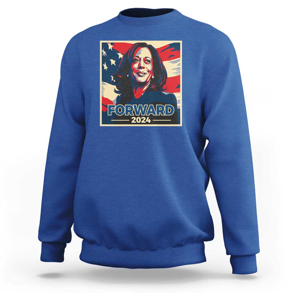 Harris Supporter Sweatshirt Forward 2024 American Election USA Flag - Wonder Print Shop