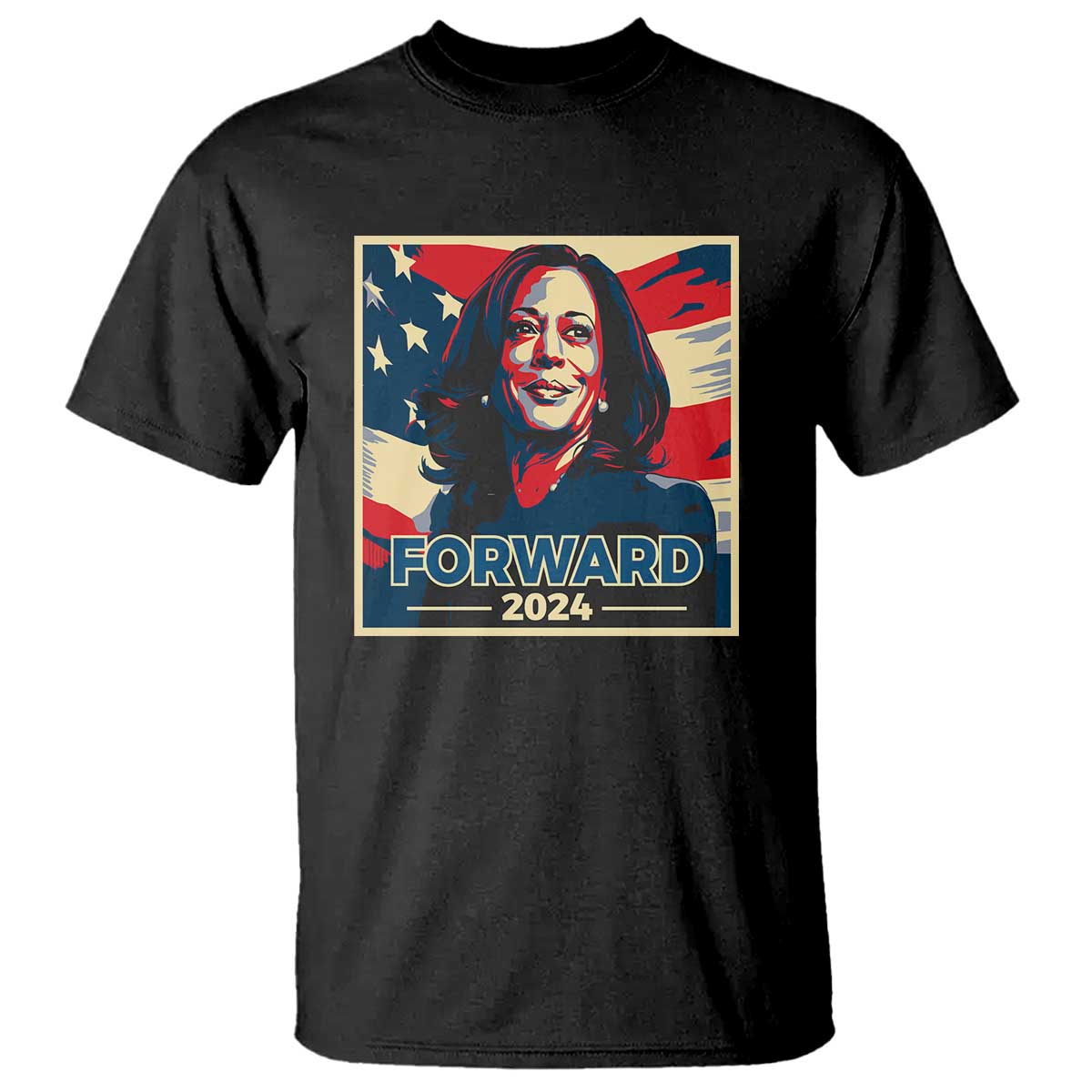 Harris Supporter T Shirt Forward 2024 American Election USA Flag - Wonder Print Shop