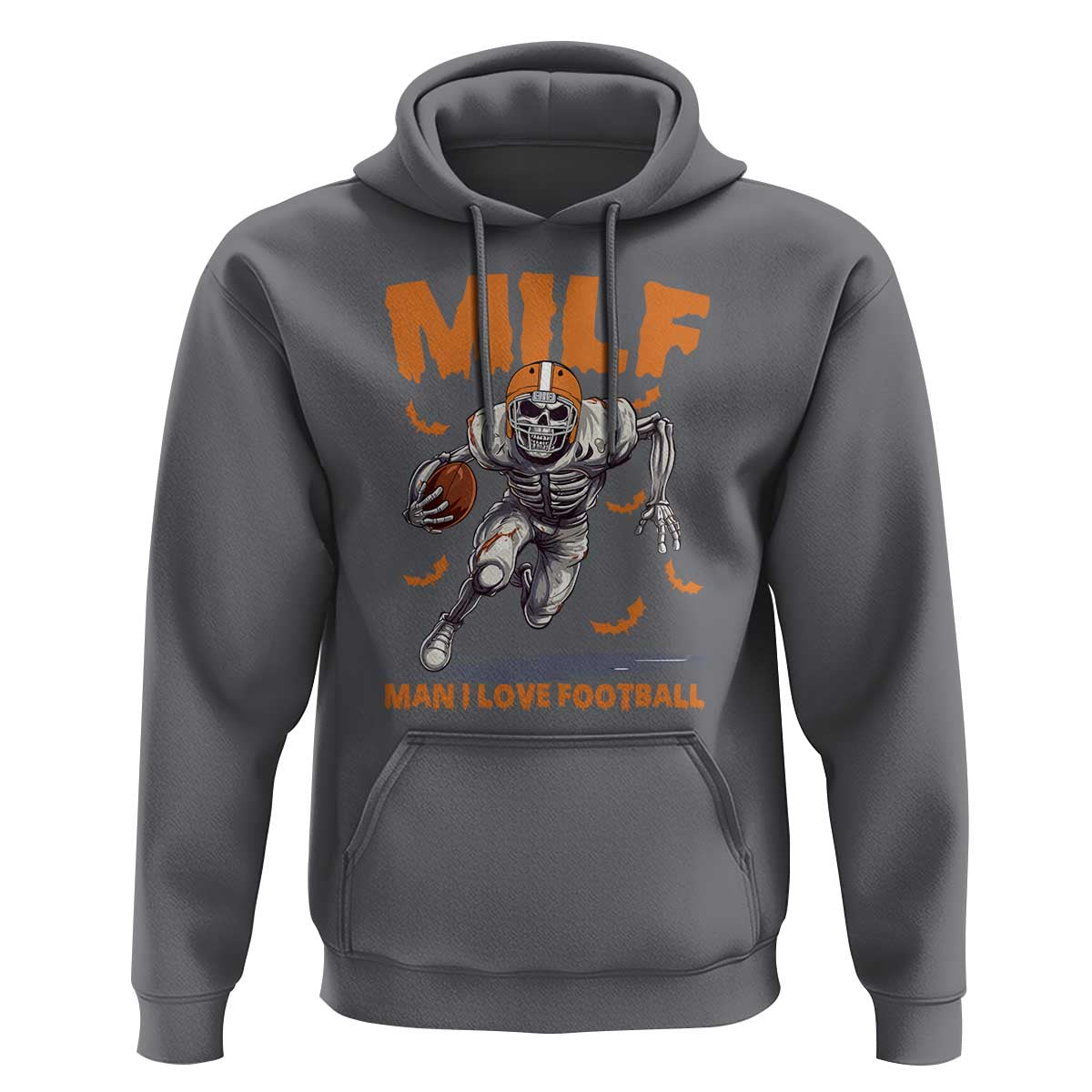 Funny Football Lover Hoodie MILF Man I Love Football Skeleton Player Bat - Wonder Print Shop