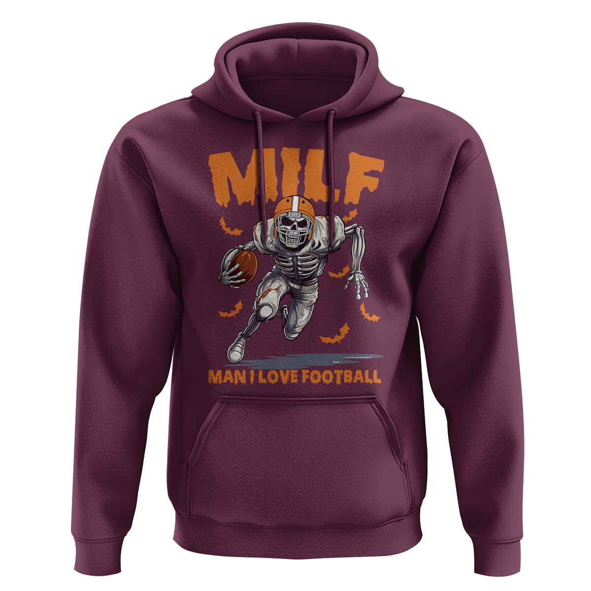 Funny Football Lover Hoodie MILF Man I Love Football Skeleton Player Bat - Wonder Print Shop