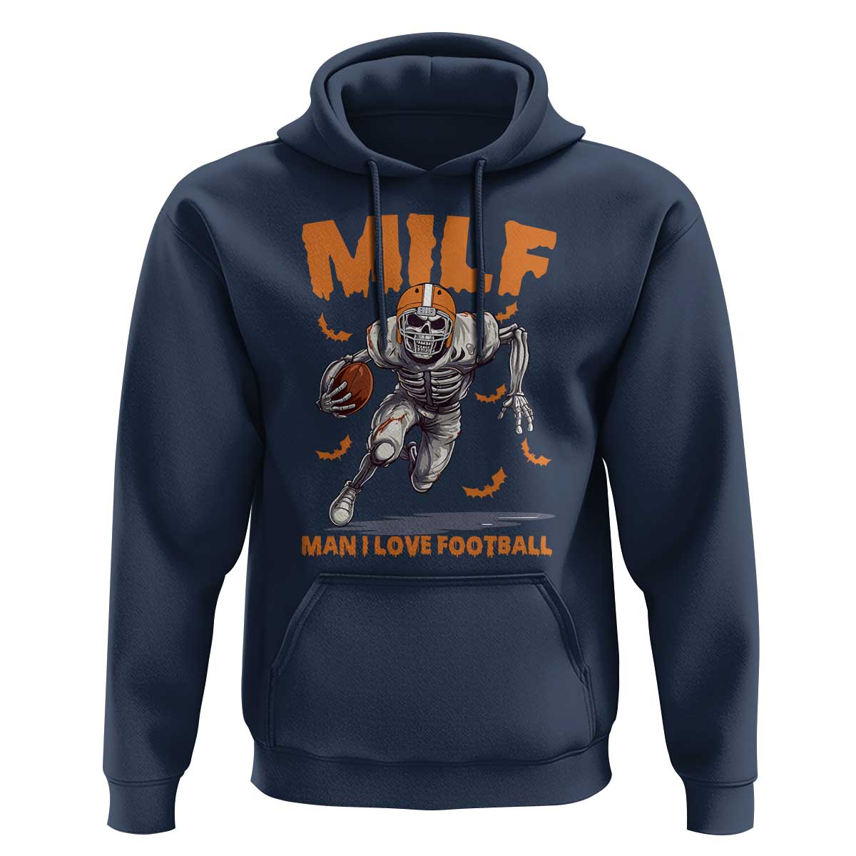 Funny Football Lover Hoodie MILF Man I Love Football Skeleton Player Bat - Wonder Print Shop