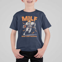 Funny Football Lover T Shirt For Kid MILF Man I Love Football Skeleton Player Bat - Wonder Print Shop