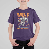 Funny Football Lover T Shirt For Kid MILF Man I Love Football Skeleton Player Bat - Wonder Print Shop