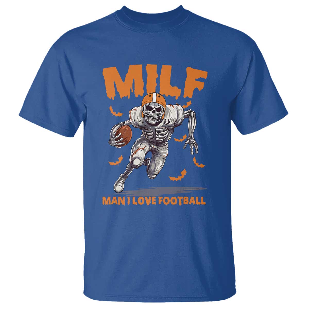 Funny Football Lover T Shirt MILF Man I Love Football Skeleton Player Bat - Wonder Print Shop