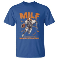 Funny Football Lover T Shirt MILF Man I Love Football Skeleton Player Bat - Wonder Print Shop