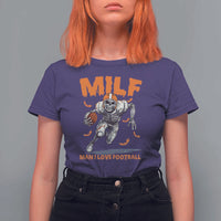 Funny Football Lover T Shirt For Women MILF Man I Love Football Skeleton Player Bat - Wonder Print Shop