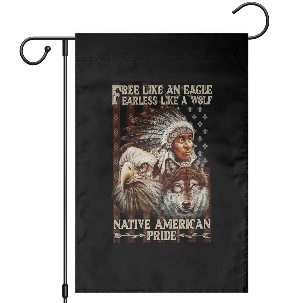 Native American Pride Garden Flag Free Like An Eagle Fearless Like A Wolf Vintage Flag - Wonder Print Shop