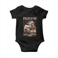 Native American Pride Baby Onesie Free Like An Eagle Fearless Like A Wolf Vintage Flag - Wonder Print Shop