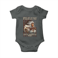 Native American Pride Baby Onesie Free Like An Eagle Fearless Like A Wolf Vintage Flag - Wonder Print Shop