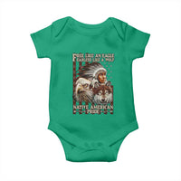 Native American Pride Baby Onesie Free Like An Eagle Fearless Like A Wolf Vintage Flag - Wonder Print Shop