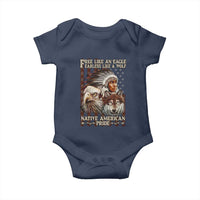 Native American Pride Baby Onesie Free Like An Eagle Fearless Like A Wolf Vintage Flag - Wonder Print Shop
