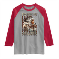 Native American Pride Raglan Shirt Free Like An Eagle Fearless Like A Wolf Vintage Flag - Wonder Print Shop