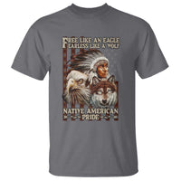 Native American Pride T Shirt Free Like An Eagle Fearless Like A Wolf Vintage Flag - Wonder Print Shop