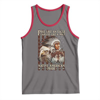 Native American Pride Tank Top Free Like An Eagle Fearless Like A Wolf Vintage Flag - Wonder Print Shop