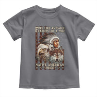 Native American Pride Toddler T Shirt Free Like An Eagle Fearless Like A Wolf Vintage Flag - Wonder Print Shop
