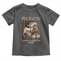Native American Pride Toddler T Shirt Free Like An Eagle Fearless Like A Wolf Vintage Flag - Wonder Print Shop