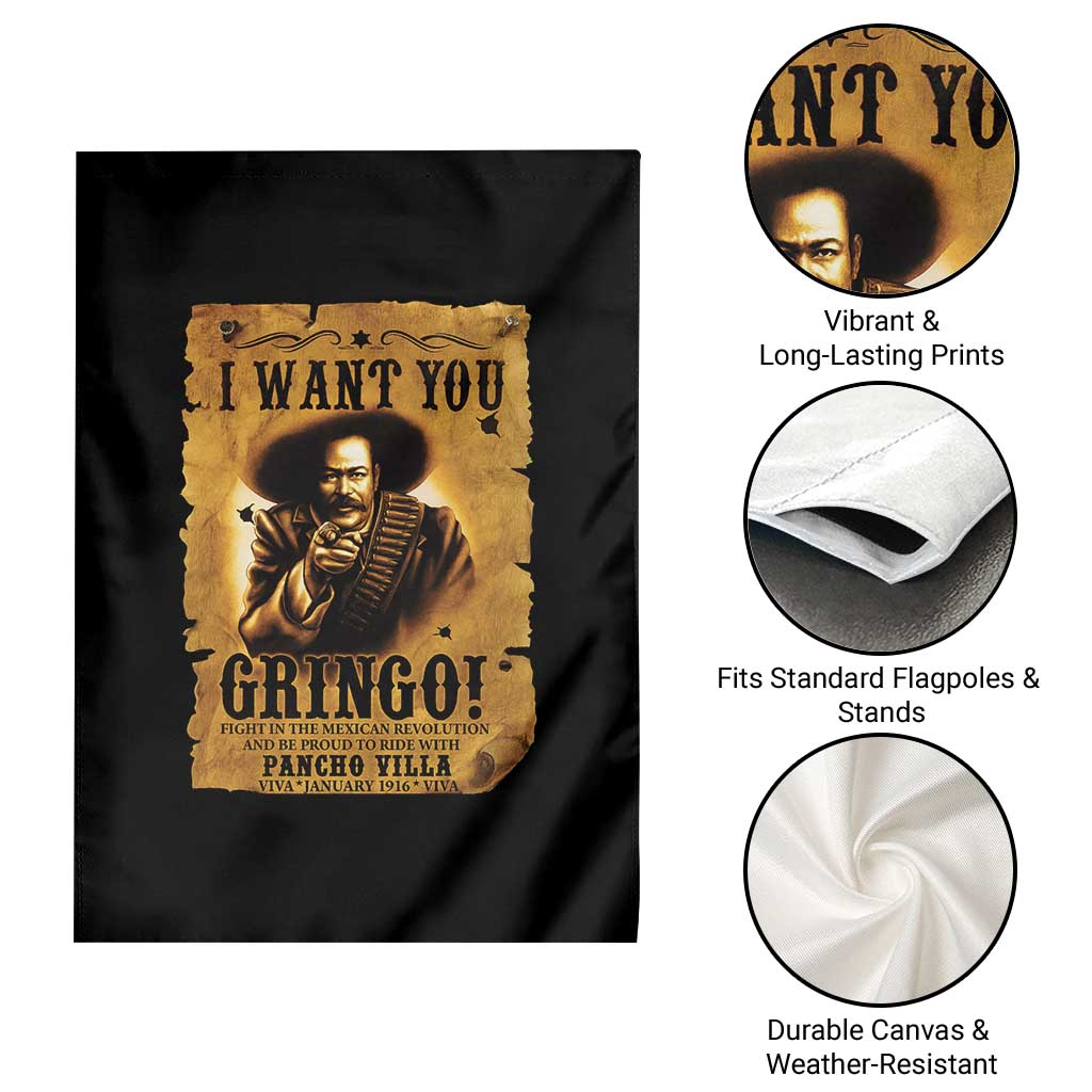 Pancho Villa Garden Flag I Want You Gringo Fight In The Mexican Revolution - Wonder Print Shop