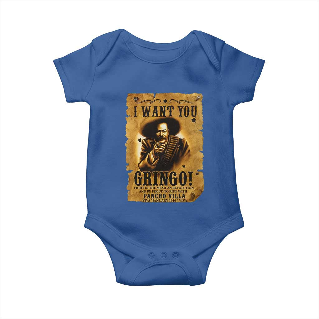 Pancho Villa Baby Onesie I Want You Gringo Fight In The Mexican Revolution - Wonder Print Shop