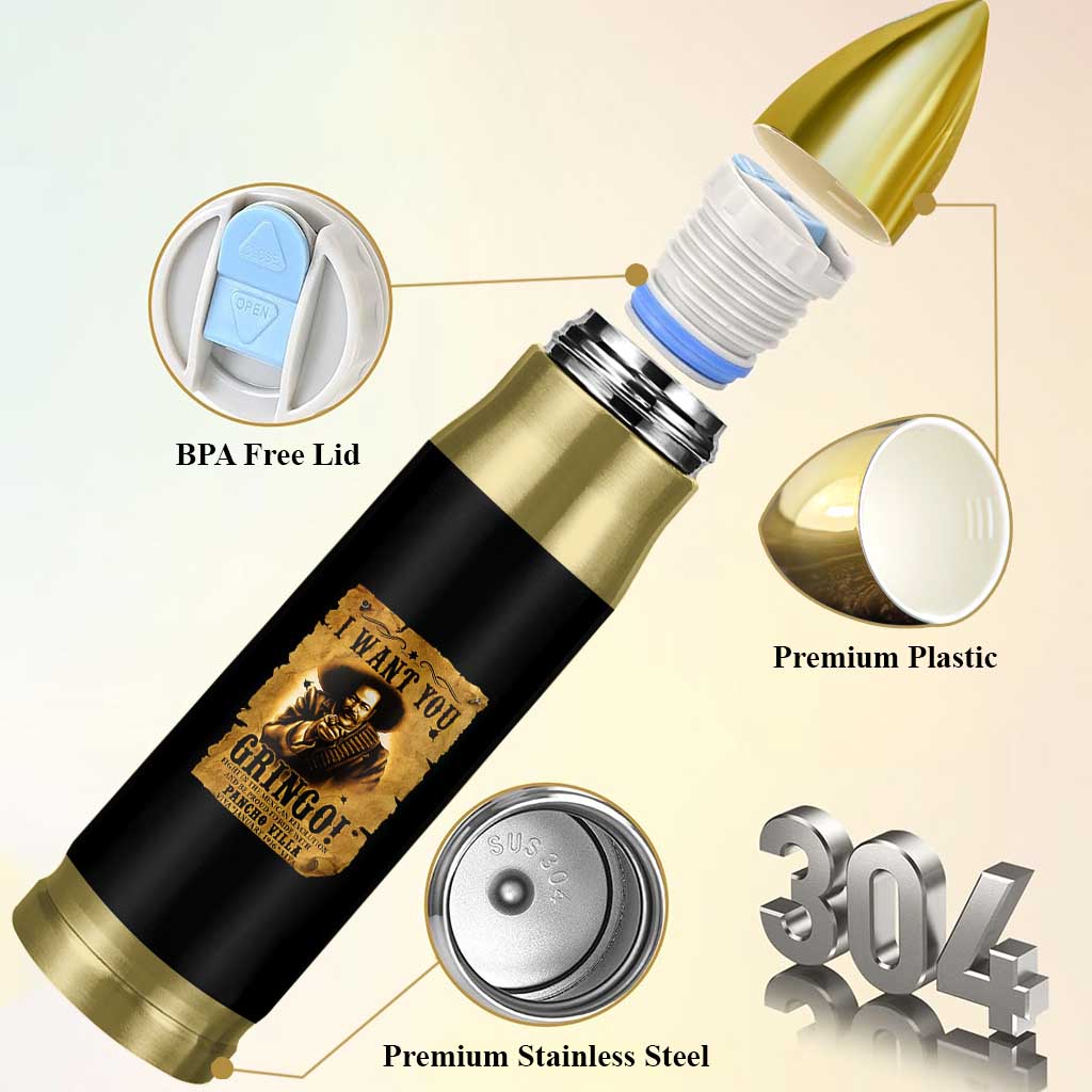 Pancho Villa Bullet Tumbler I Want You Gringo Fight In The Mexican Revolution - Wonder Print Shop