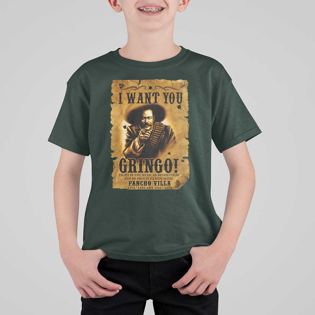 Pancho Villa T Shirt For Kid I Want You Gringo Fight In The Mexican Revolution - Wonder Print Shop