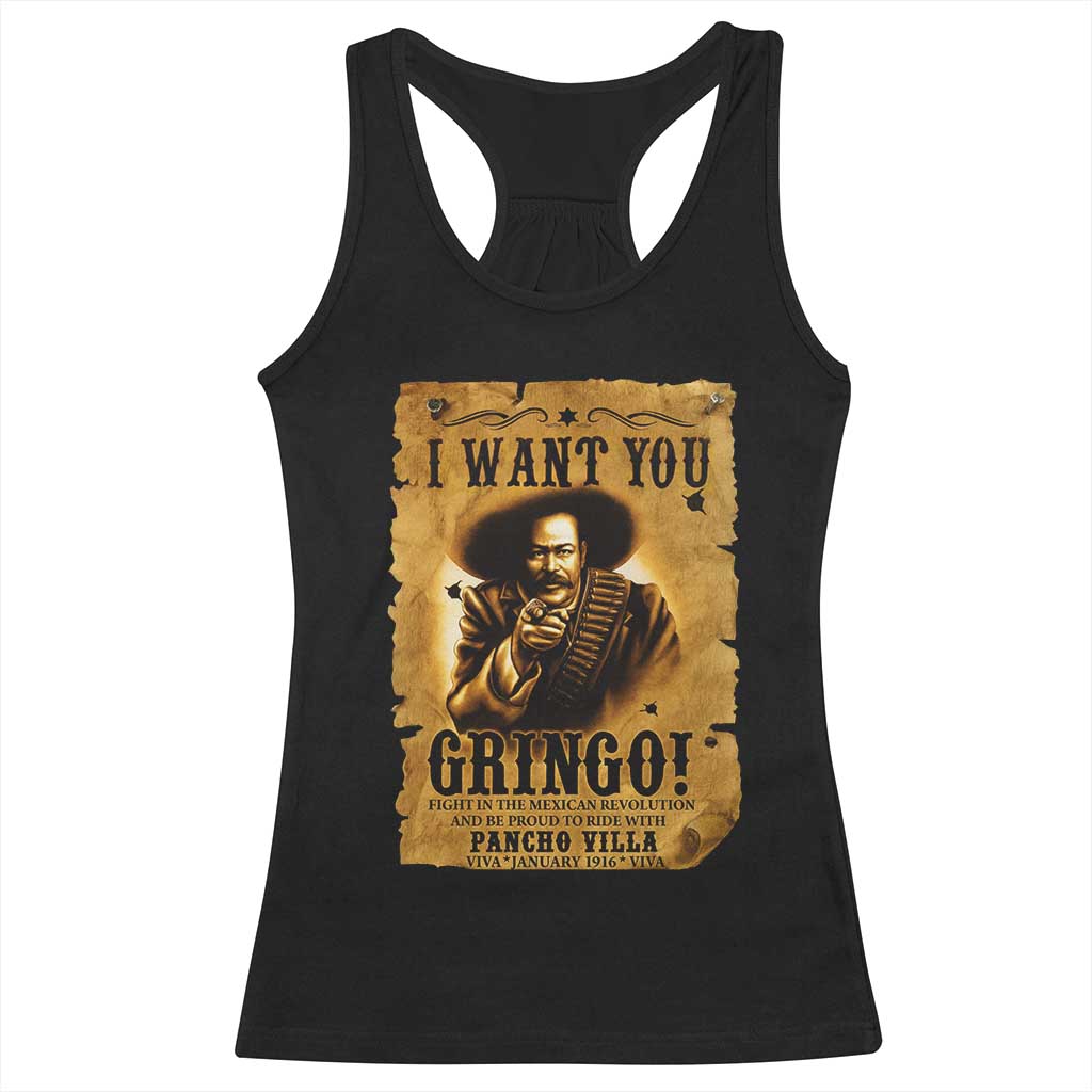 Pancho Villa Racerback Tank Top I Want You Gringo Fight In The Mexican Revolution - Wonder Print Shop