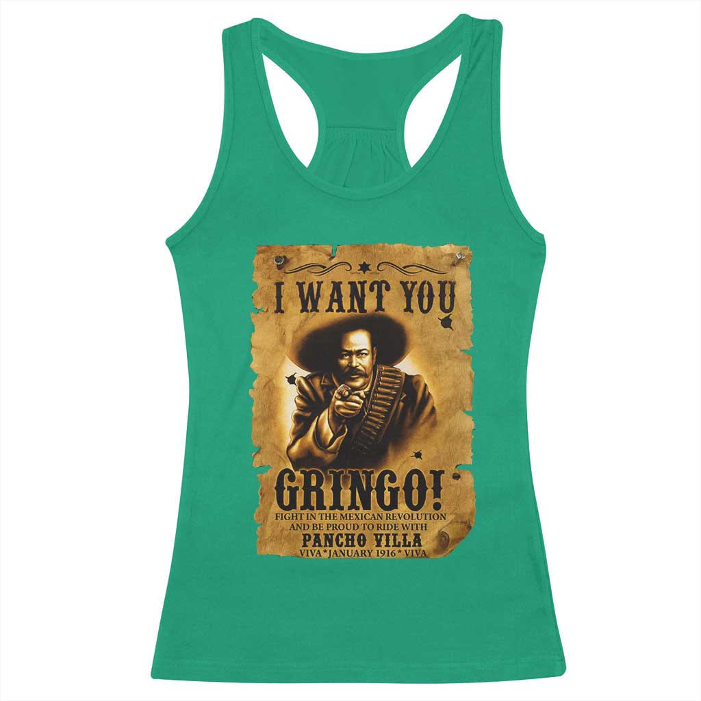 Pancho Villa Racerback Tank Top I Want You Gringo Fight In The Mexican Revolution - Wonder Print Shop