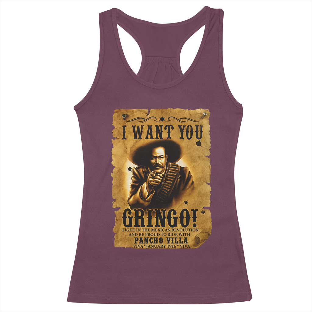 Pancho Villa Racerback Tank Top I Want You Gringo Fight In The Mexican Revolution - Wonder Print Shop