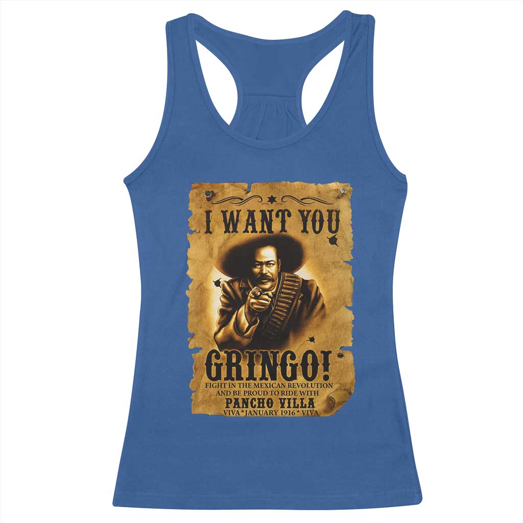 Pancho Villa Racerback Tank Top I Want You Gringo Fight In The Mexican Revolution - Wonder Print Shop