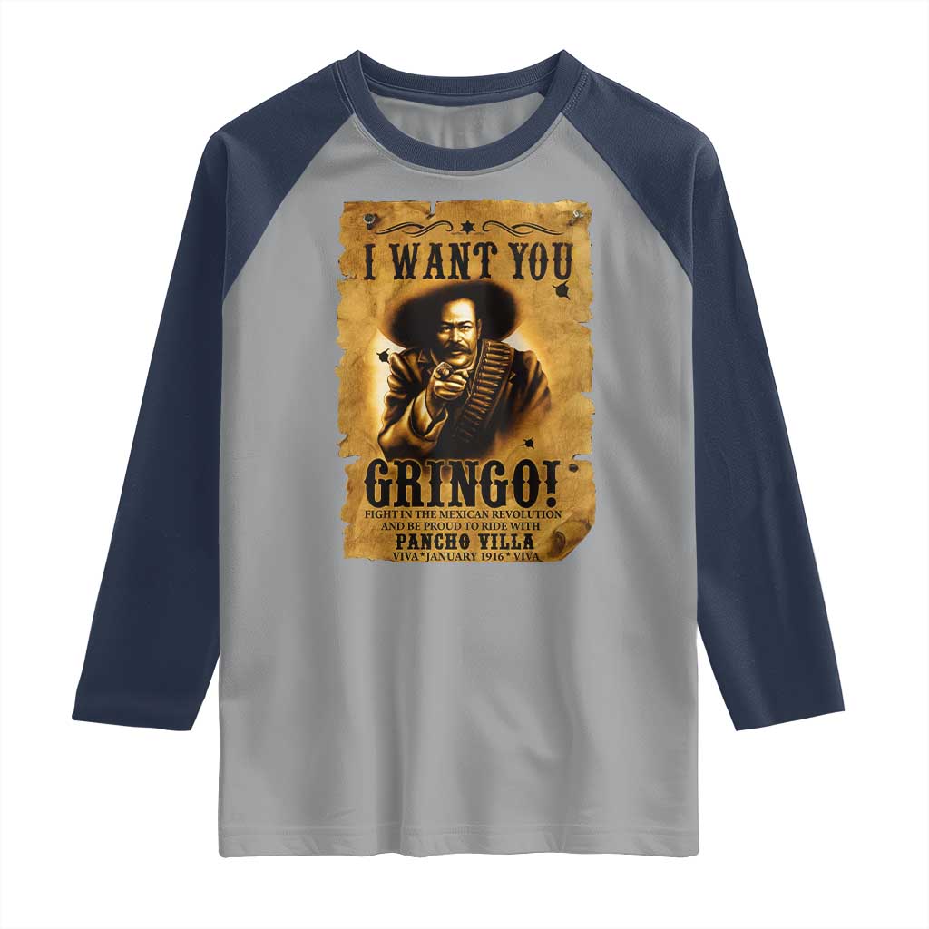 Pancho Villa Raglan Shirt I Want You Gringo Fight In The Mexican Revolution - Wonder Print Shop