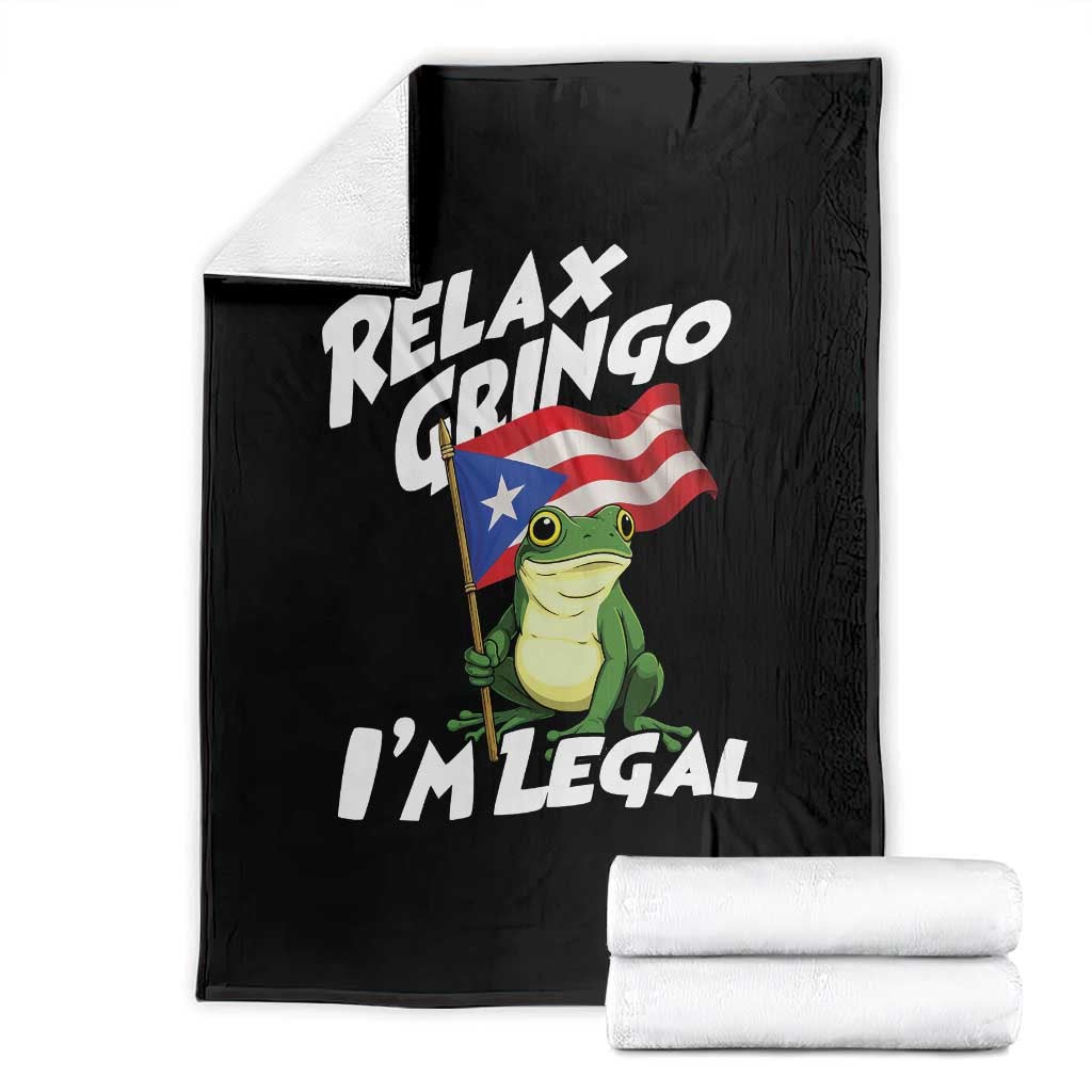 Funny Relax Gringo I Am Legal Throw Blanket Puerto Rico Flag Coqui Frog - Wonder Print Shop