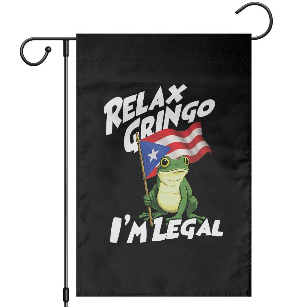 Funny Relax Gringo I Am Legal Garden Flag Puerto Rico Flag Coqui Frog - Wonder Print Shop