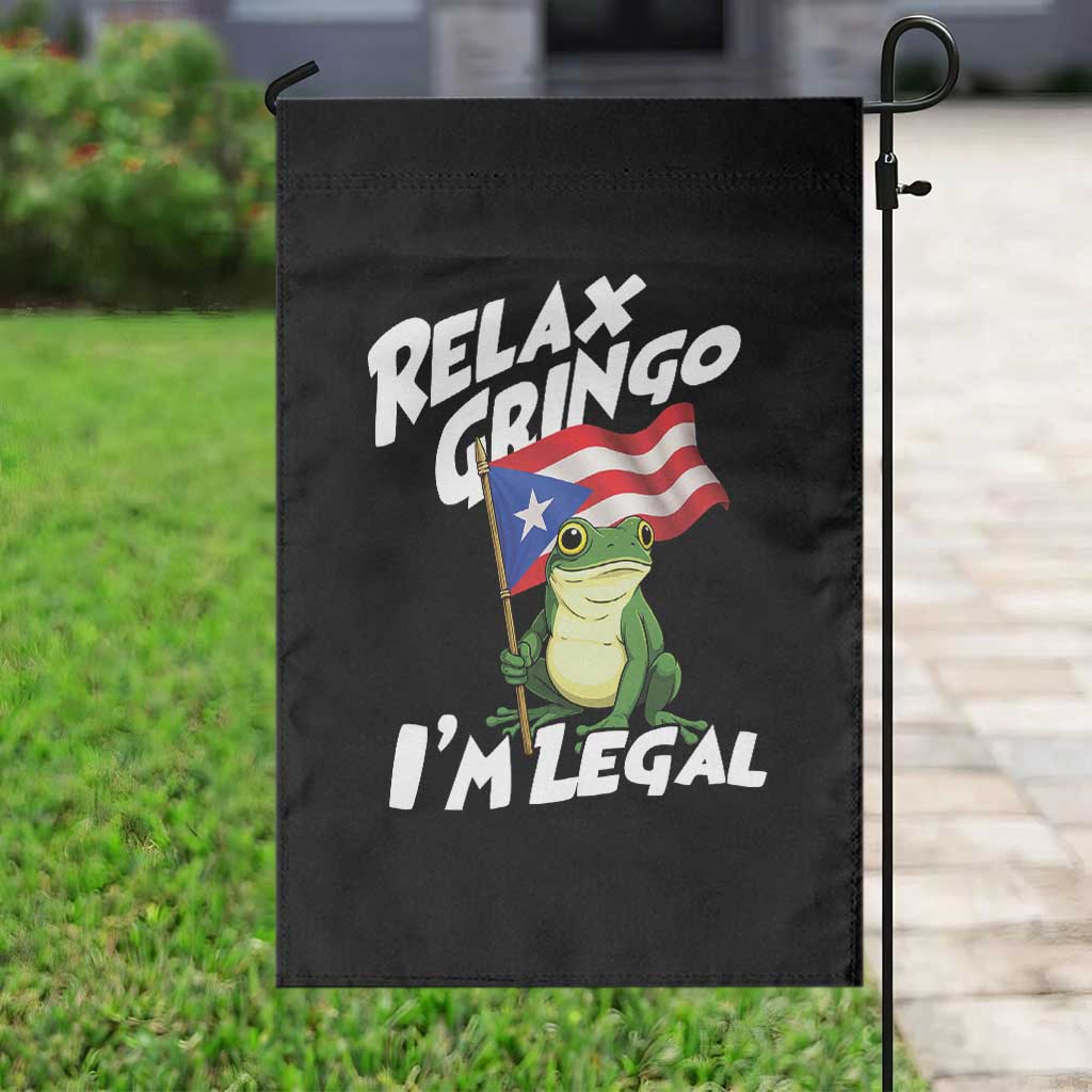 Funny Relax Gringo I Am Legal Garden Flag Puerto Rico Flag Coqui Frog - Wonder Print Shop