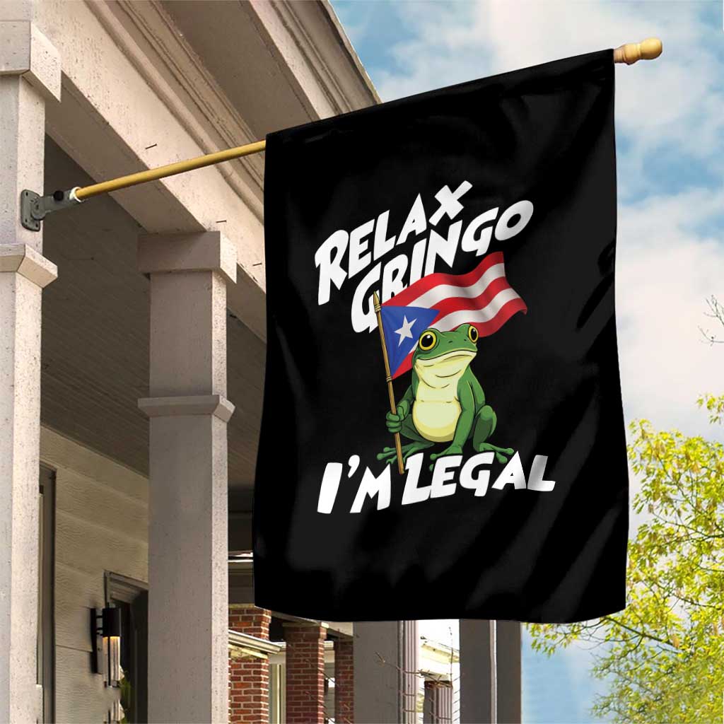 Funny Relax Gringo I Am Legal Garden Flag Puerto Rico Flag Coqui Frog - Wonder Print Shop