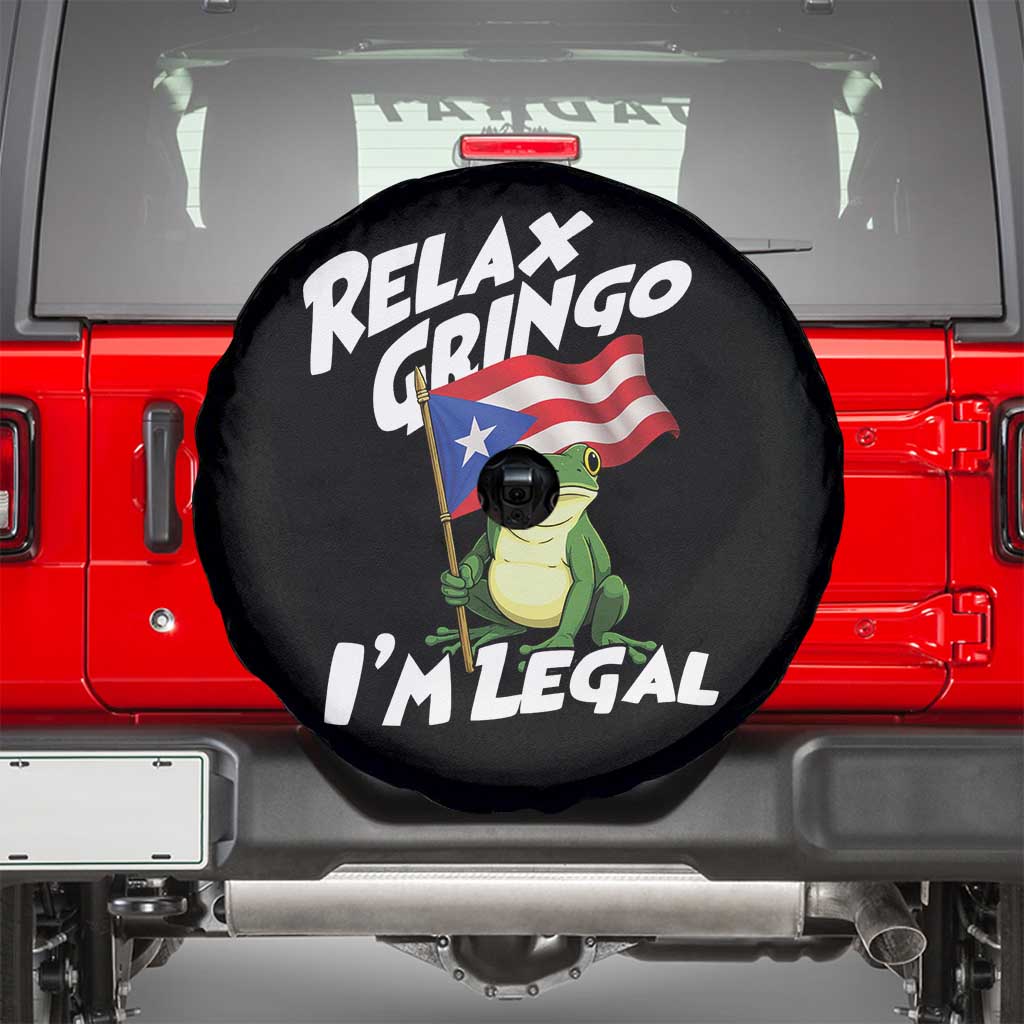 Funny Relax Gringo I Am Legal Spare Tire Cover Puerto Rico Flag Coqui Frog - Wonder Print Shop