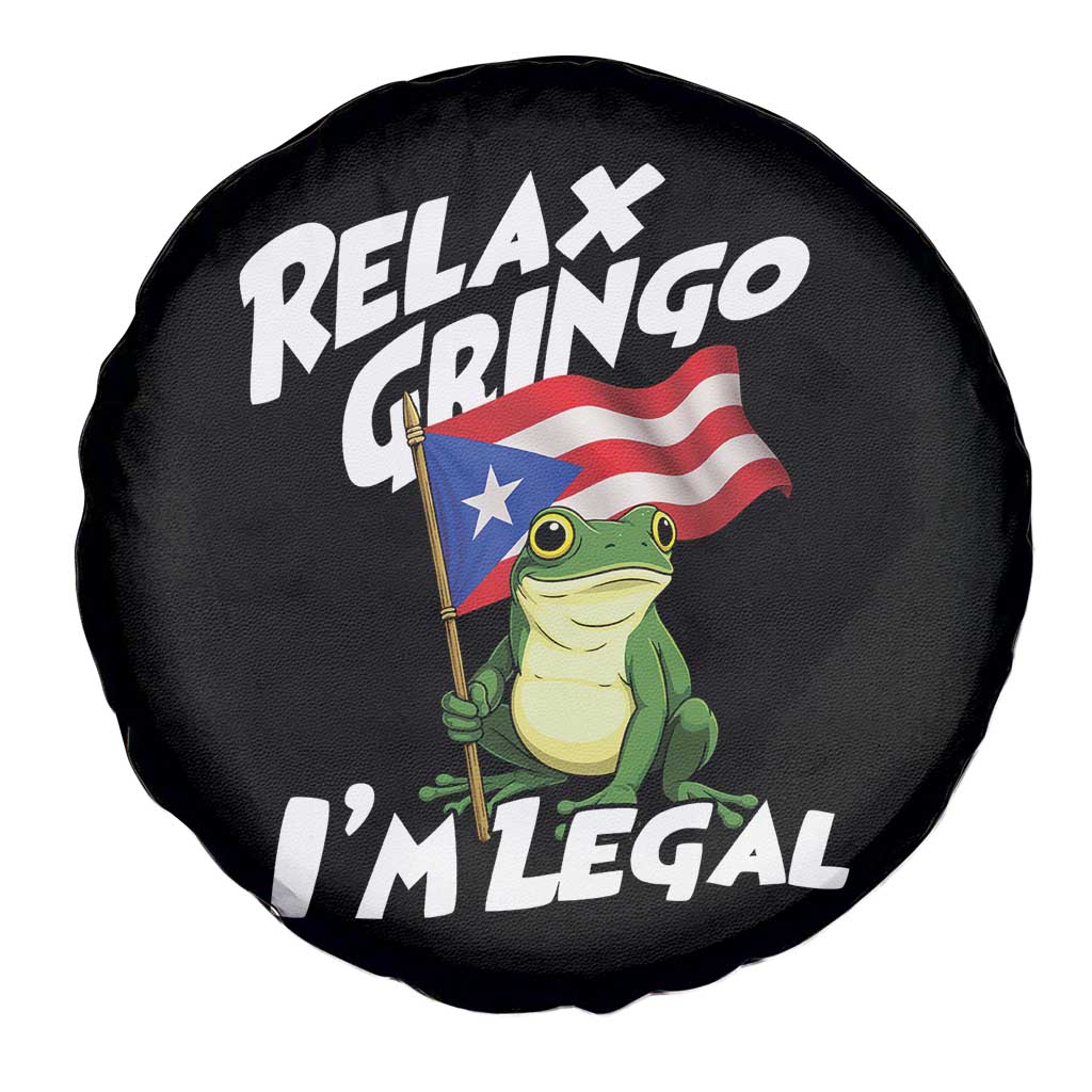Funny Relax Gringo I Am Legal Spare Tire Cover Puerto Rico Flag Coqui Frog - Wonder Print Shop