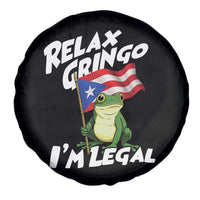 Funny Relax Gringo I Am Legal Spare Tire Cover Puerto Rico Flag Coqui Frog - Wonder Print Shop