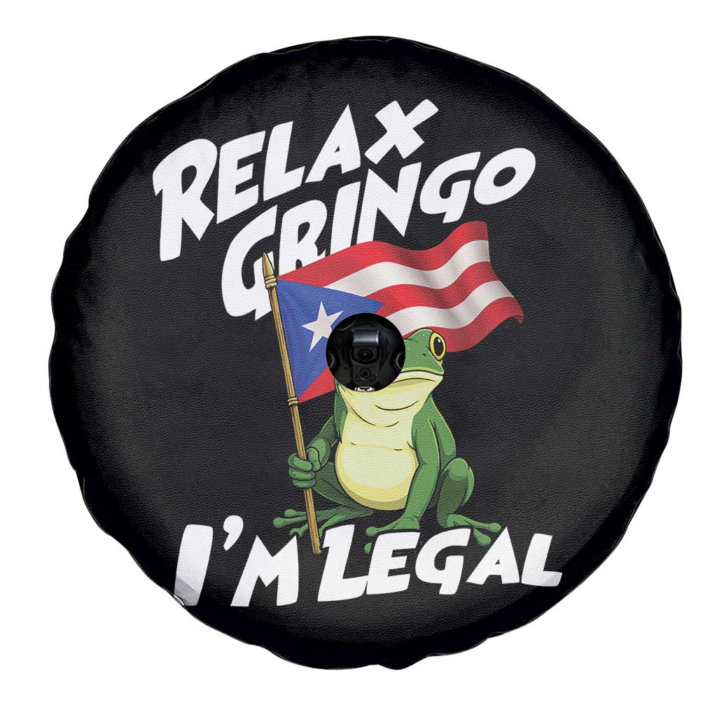 Funny Relax Gringo I Am Legal Spare Tire Cover Puerto Rico Flag Coqui Frog - Wonder Print Shop